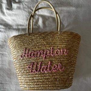 Hampton water rose straw beach bag